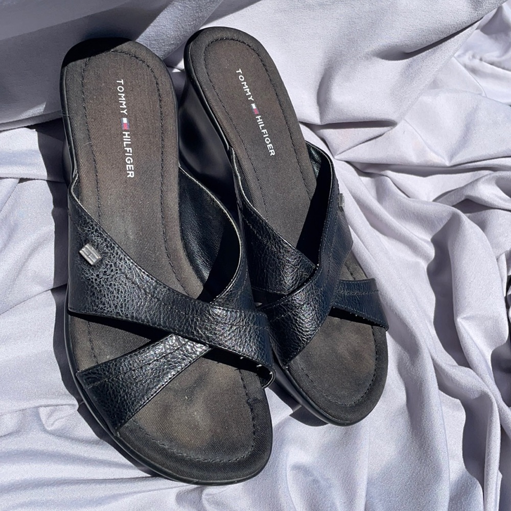 ❤️2 for $10❤️ Tommy Hilfiger Black Wedge Sandals